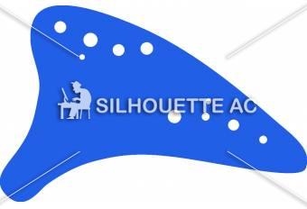 オカリナ 青 オカリナのシルエットイラスト 青