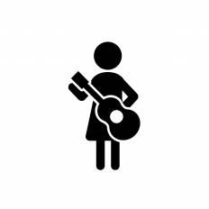 女性ギタリスト シルエット イラストの無料ダウンロードサイト シルエットac