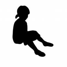 座っている女の子 シルエット イラストの無料ダウンロードサイト シルエットac