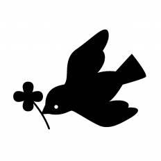 鳩とクローバー シルエット イラストの無料ダウンロードサイト シルエットac