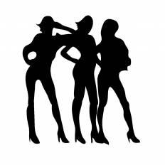 女性3人組 シルエット イラストの無料ダウンロードサイト シルエットac