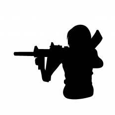 銃を持つ女性 シルエット イラストの無料ダウンロードサイト シルエットac