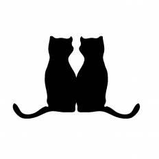 猫のカップル シルエット イラストの無料ダウンロードサイト シルエットac