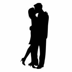 キスをするカップル シルエット イラストの無料ダウンロードサイト シルエットac