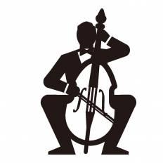 チェロを弾く男性 シルエット イラストの無料ダウンロードサイト シルエットac