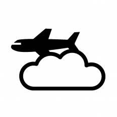 飛行機と雲 シルエット イラストの無料ダウンロードサイト シルエットac