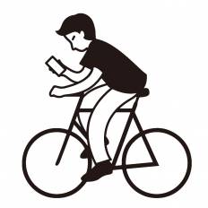 自転車中のスマホ シルエット イラストの無料ダウンロードサイト シルエットac