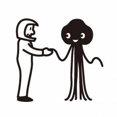 宇宙人と握手 シルエット イラストの無料ダウンロードサイト シルエットac