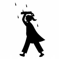 雨の中歩く女性 シルエット イラストの無料ダウンロードサイト シルエットac