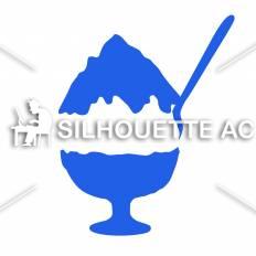 かき氷 青 かき氷のシルエットイラスト 青