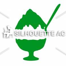かき氷 緑 かき氷のシルエットイラスト 緑