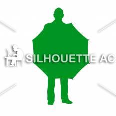 雨の日 男性 緑 雨の日 男性のシルエットイラスト 緑