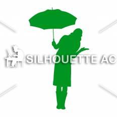 雨の日 女性 緑 雨の日 女性のシルエットイラスト 緑