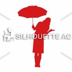 雨の日 女性 赤 雨の日 女性のシルエットイラスト 赤