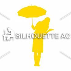 雨の日 女性 黄 雨の日 女性のシルエットイラスト 黄