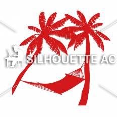 ハンモック 赤 ハンモックのシルエットイラスト 赤