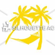 ハンモック 黄 ハンモックのシルエットイラスト 黄
