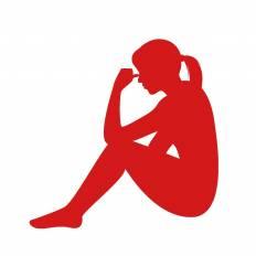 座り込む 赤 座り込むのシルエットイラスト 赤