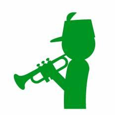トランペット 緑 トランペットのシルエットイラスト 緑