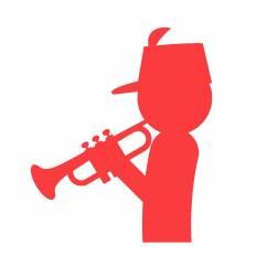 トランペット 赤 トランペットのシルエットイラスト 赤