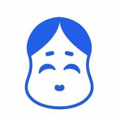 おかめ 青 おかめのシルエットイラスト 青
