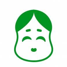 おかめ 緑 おかめのシルエットイラスト 緑