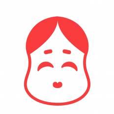 おかめ 赤 おかめのシルエットイラスト 赤