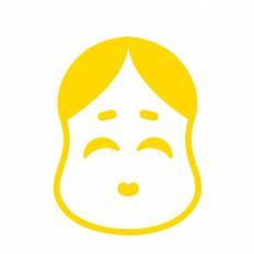 おかめ 黄 おかめのシルエットイラスト 黄