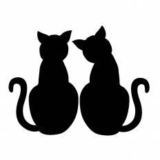 猫のカップル シルエット イラストの無料ダウンロードサイト シルエットac