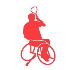 車いすテニス 赤 車いすテニスのシルエットイラスト 赤