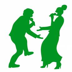 カラオケ 緑 カラオケのシルエットイラスト 緑